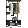 Image de Armoire noir 90x50x180 cm bois d'ingénierie, armoire de rangement, organisateur de garde-robe, armoire, placard, 848669