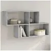 Image de Etagère murale gris béton 100x20x53 cm bois d'ingénierie, étagère flottante, étagère d'exposition murale, panneau 848020