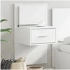 Image de Table de chevet murale avec lumières LED blanc, armoire, armoire d'appoint, armoire de chevet, table de chevet, 848157