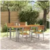 Image de Ensemble de salle à manger de jardin 5 pièces en bois massif d'acacia et métal 3284345