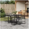 Image de Ensemble à manger de jardin coussins 5pcs noir résine tressée, ensemble à manger d'extérieur, meuble à manger de 3295008