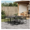 Image de Ensemble à manger de jardin coussins 7 pcs noir résine tressée, ensemble à manger d'extérieur, meuble à manger de 3295009