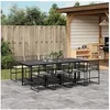 Image de Ensemble à manger de jardin 9pcs coussins noir résine tressée, ensemble à manger d'extérieur, meuble à manger de 3295010