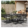 Image de Ensemble à manger de jardin 9pcs coussins noir résine tressée, ensemble à manger d'extérieur, meuble à manger de 3295013