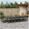 Image de Ensemble à manger de jardin 17 pcs coussins noir résine tressée, ensemble à manger d'extérieur, meuble à manger 3295017