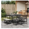 Image de Ensemble à manger de jardin 9pcs coussins noir résine tressée, ensemble à manger d'extérieur, meuble à manger de 3295018
