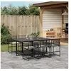 Image de Ensemble à manger de jardin coussins 7 pcs noir résine tressée, ensemble à manger d'extérieur, meuble à manger de 3295024
