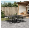 Image de Ensemble à manger de jardin 9pcs coussins noir résine tressée, ensemble à manger d'extérieur, meuble à manger de 3295025