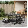 Image de Ensemble à manger de jardin 9pcs coussins noir résine tressée, ensemble à manger d'extérieur, meuble à manger de 3295028