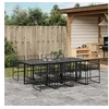 Image de Ensemble à manger de jardin 9 pcs Noir Résine tressée, ensemble de salle à manger d'extérieur, meuble de salle à 3295035