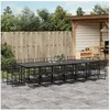 Image de Ensemble à manger de jardin 17 pcs noir résine tressée, ensemble de salle à manger d'extérieur 3295042