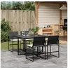 Image de Ensemble à manger de jardin coussins 5pcs noir résine tressée, ensemble à manger d'extérieur, meuble à manger de 3295058