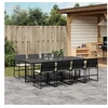 Image de Ensemble à manger de jardin 9pcs coussins noir résine tressée, ensemble à manger d'extérieur, meuble à manger de 3295060