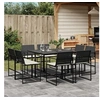 Image de Ensemble à manger de jardin 9pcs coussins noir résine tressée, ensemble à manger d'extérieur, meuble à manger de 3295063