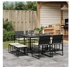 Image de Ensemble à manger de jardin 9pcs coussins noir résine tressée, ensemble à manger d'extérieur, meuble à manger de 3295068