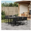 Image de Ensemble à manger de jardin 7 pcs avec coussins noir textilène, ensemble à manger d'extérieur, meuble à manger de 3295074