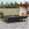 Image de Ensemble à manger de jardin avec coussins 13 pcs noir textilène, ensemble à manger d'extérieur 3295077