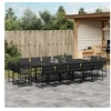Image de Ensemble à manger de jardin avec coussins 15 pcs noir textilène, ensemble à manger d'extérieur, meuble à manger 3295081