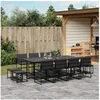 Image de Ensemble à manger de jardin avec coussins 13 pcs noir textilène, ensemble à manger d'extérieur, meuble à manger de 3295085