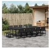 Image de Ensemble à manger de jardin avec coussins 15 pcs noir textilène, ensemble à manger d'extérieur, meuble à manger 3295086