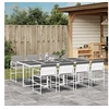 Image de Ensemble à manger de jardin avec coussins 9 pcs blanc textilène, ensemble à manger d'extérieur, meuble à manger de 3295090