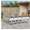 Image de Ensemble à manger de jardin avec coussins 11pcs blanc textilène, ensemble à manger d'extérieur, meuble à manger 3295091