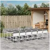 Image de Ensemble à manger de jardin avec coussins 13pcs blanc textilène, ensemble à manger d'extérieur, meuble à manger 3295092