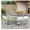 Image de Ensemble à manger de jardin avec coussins 9 pcs blanc textilène, ensemble à manger d'extérieur, meuble à manger de 3295093