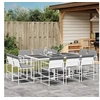 Image de Ensemble à manger de jardin avec coussins 11pcs blanc textilène, ensemble à manger d'extérieur, meuble à manger de 3295094