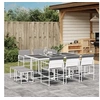 Image de Ensemble à manger de jardin avec coussins 11pcs blanc textilène, ensemble à manger d'extérieur, meuble à manger de 3295099