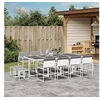 Image de Ensemble à manger de jardin avec coussins 13pcs blanc textilène, ensemble à manger d'extérieur, meuble à manger de 3295100