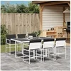 Image de Ensemble à manger de jardin avec coussins 7 pcs blanc textilène, ensemble à manger d'extérieur, meuble à manger de 3295104