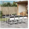 Image de Ensemble à manger de jardin avec coussins 9 pcs blanc textilène, ensemble à manger d'extérieur, meuble à manger de 3295105