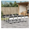 Image de Ensemble à manger de jardin avec coussins 11pcs blanc textilène, ensemble à manger d'extérieur, meuble à manger de 3295106