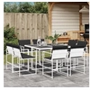 Image de Ensemble à manger de jardin avec coussins 9 pcs blanc textilène, ensemble à manger d'extérieur, meuble à manger de 3295108