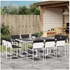 Image de Ensemble à manger de jardin avec coussins 11pcs blanc textilène, ensemble à manger d'extérieur, meuble à manger de 3295109