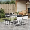Image de Ensemble à manger de jardin avec coussins 9 pcs blanc textilène, ensemble à manger d'extérieur, meuble à manger de 3295113
