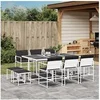 Image de Ensemble à manger de jardin avec coussins 11pcs blanc textilène, ensemble à manger d'extérieur, meuble à manger de 3295114