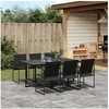 Image de Ensemble à manger de jardin 7 pcs noir textilène, ensemble à manger d'extérieur, meuble à manger de jardin, table et 3295119