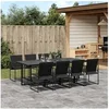 Image de Ensemble à manger de jardin 9 pcs noir textilène, ensemble à manger d'extérieur, meuble à manger de jardin, table et 3295120