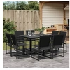 Image de Ensemble à manger de jardin 9 pcs noir textilène, ensemble à manger d'extérieur, meuble à manger de jardin, table et 3295123