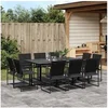 Image de Ensemble à manger de jardin 11 pcs noir textilène, ensemble à manger d'extérieur, meuble à manger de jardin, table et 3295124