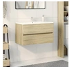 Image de Armoire d'évier chêne sonoma 80x38,5x45 cm aggloméré, armoire de salle de bain, armoire de rangement, support de 849637