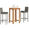 Image de Ensemble de bar de jardin 3 pcs gris bois massif acacia rotin, table et chaises de bar d'extérieur, ensemble de 3295263