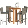 Image de Ensemble de bar de jardin 5 pcs gris bois massif acacia rotin, table et chaises de bar d'extérieur, ensemble de 3295265