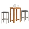 Image de Ensemble de bar de jardin 3 pcs gris bois massif acacia rotin, table et chaises de bar d'extérieur, ensemble de 3295268