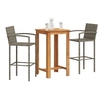 Image de Salon de jardin bois resine tressee 3 pieces 60 x 60 x 105 cm