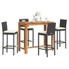 Image de Salon de jardin rotin 5 pieces noir 120 x 60 x 105 cm