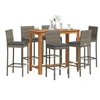 Image de Ensemble de bar de jardin 7 pcs gris bois massif acacia rotin, table et chaises de bar d'extérieur, ensemble de 3295281