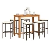 Image de Ensemble de bar de jardin 7 pcs marron bois massif acacia rotin, table et chaises de bar d'extérieur, ensemble de 3295285